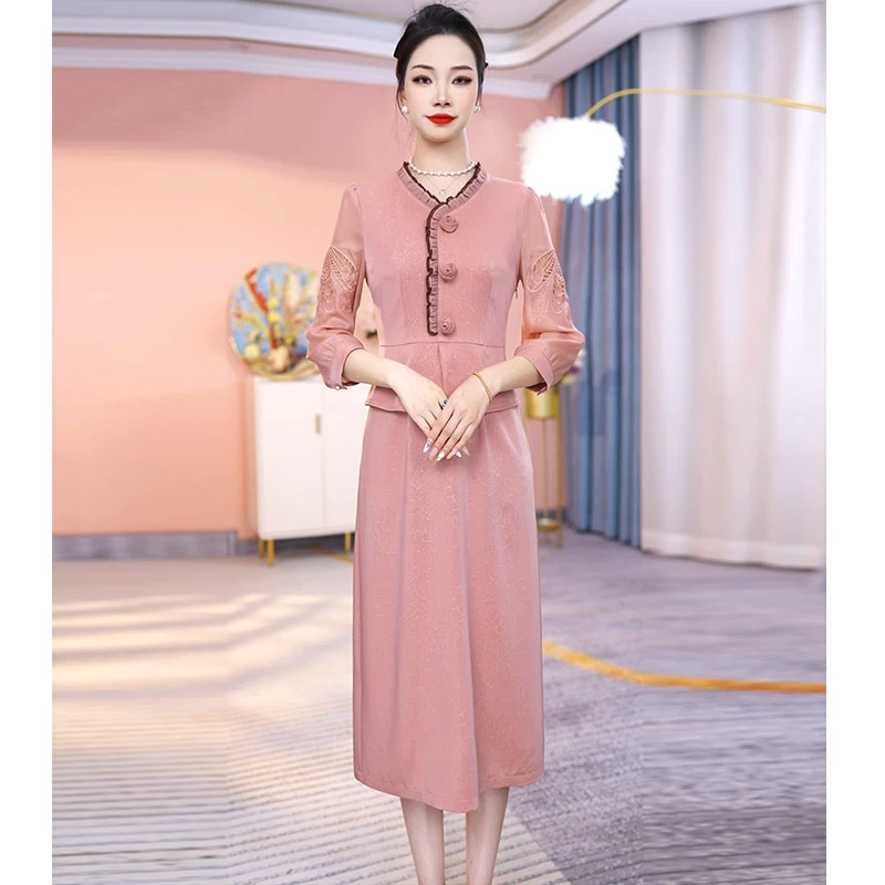 JG-25209 新款2025年夏季精致气质假两件连衣裙时尚显瘦 M-4XL