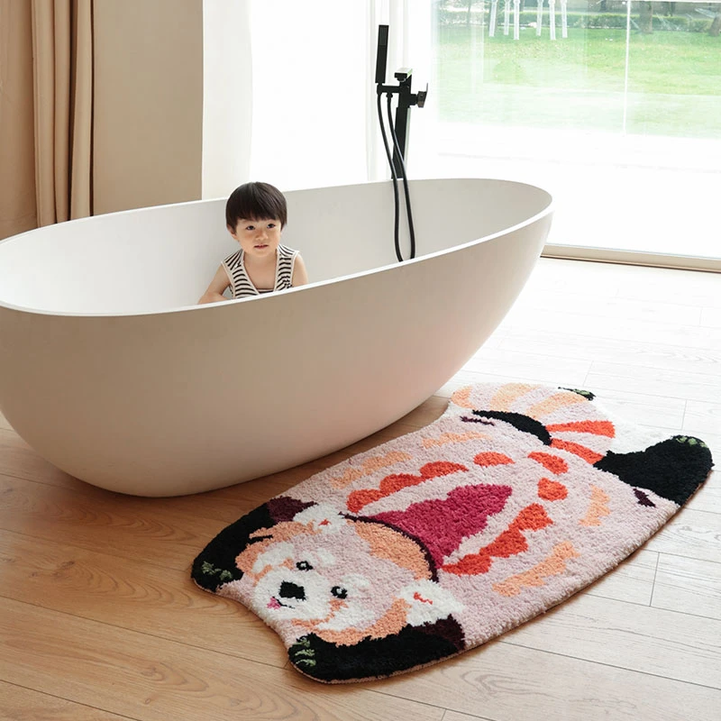 赛波斯小熊猫软云纱地毯可爱柔软卧室床边毯衣帽间书房异形地垫