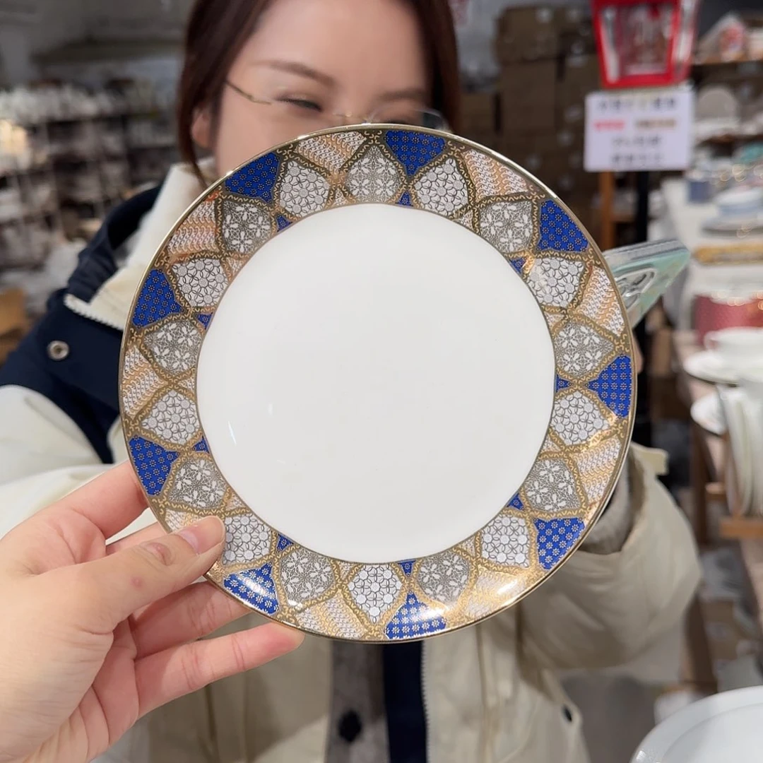 瓷高骨6.5英寸盘16cm6个外贸尾单