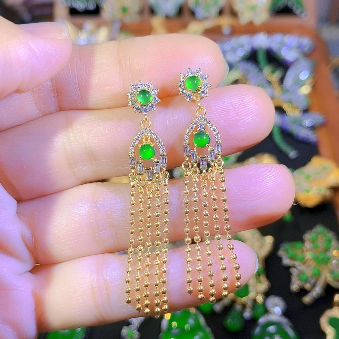 吊坠(不含链)银S925镶嵌翡翠