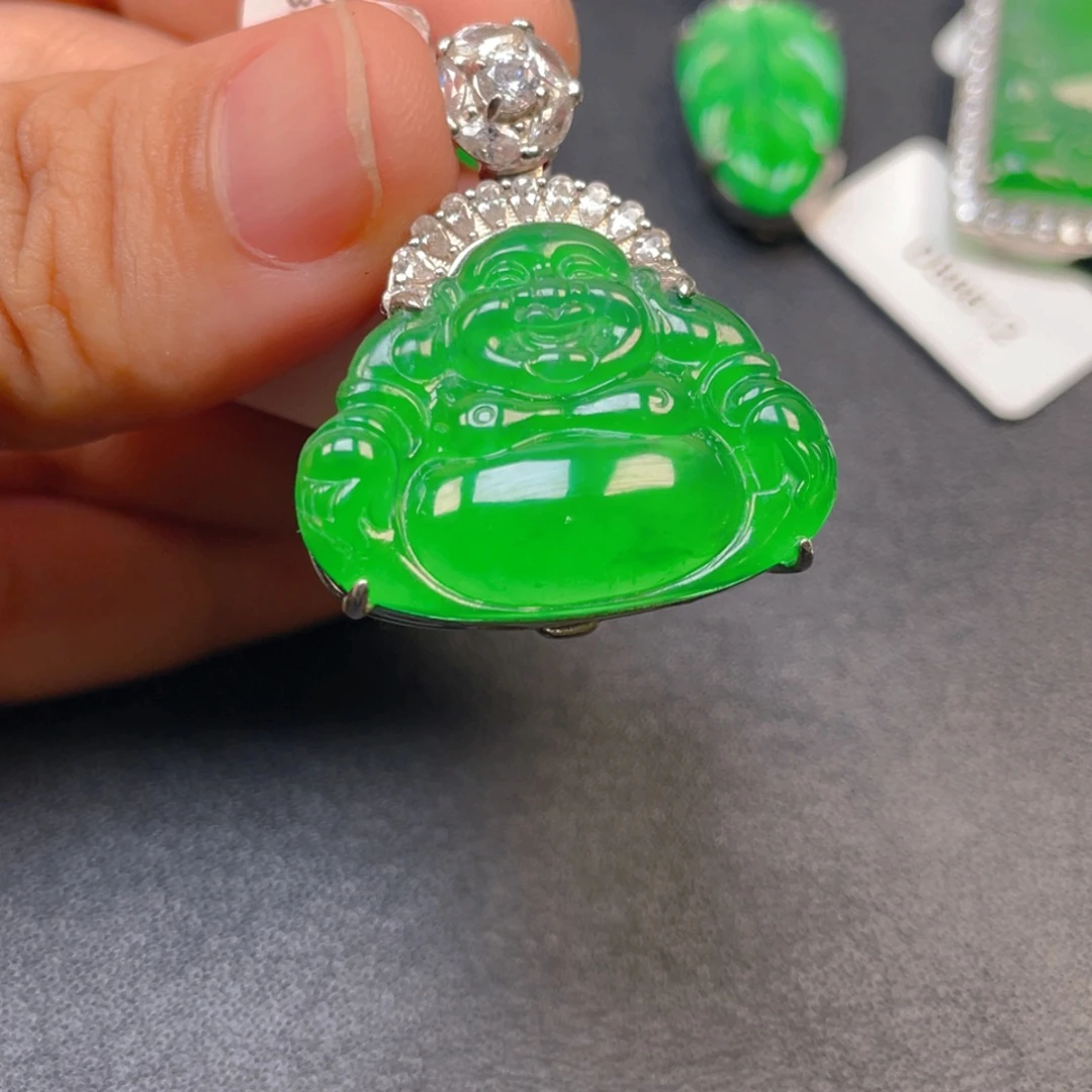 翡翠银S925镶嵌吊坠(不含链)