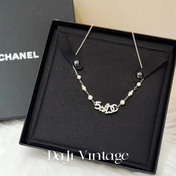 99新 Chanel/香奈儿 大吉中古/Chanel香奈儿银色镶钻珍珠项链