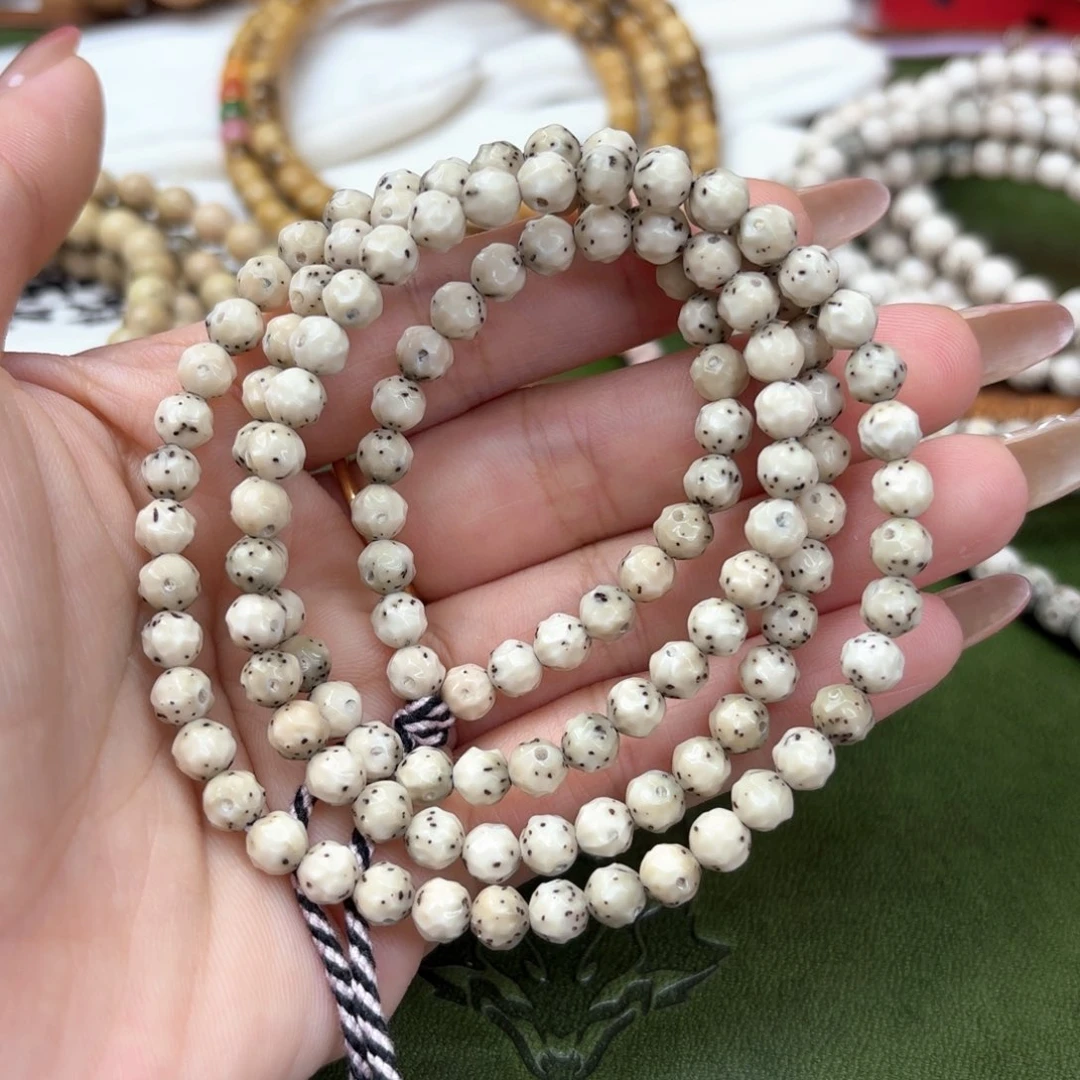 桃***丝手串星月菩提5.5玄月数星星无相108❗️糯冰石玉料❗️