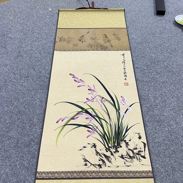 国画国画立体兰花作品