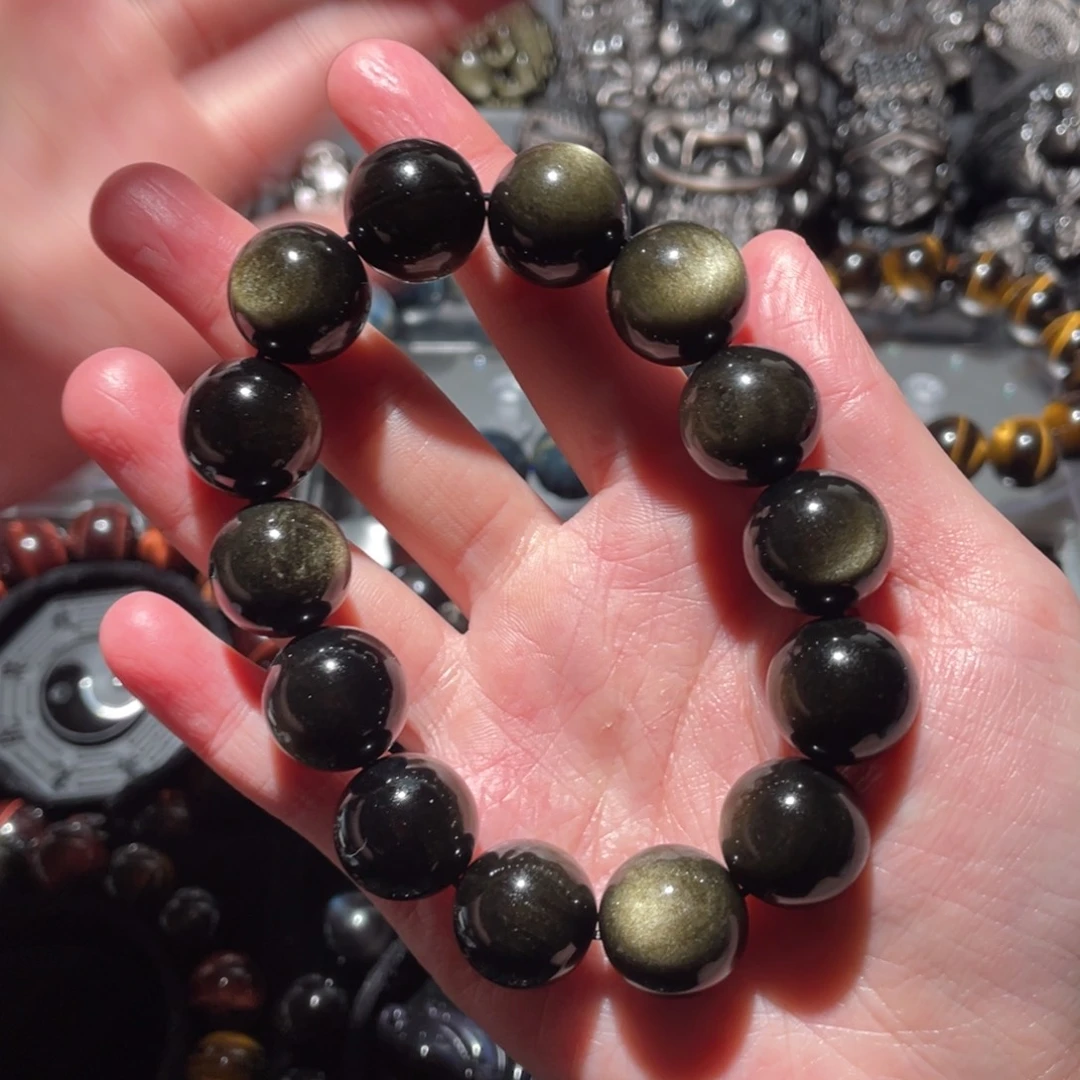 黑曜岩手串未镶嵌陈*