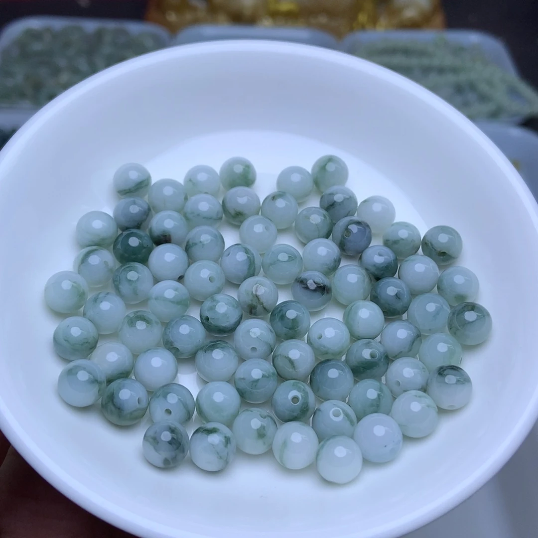 未镶嵌手链翡翠卡7.5冰飘蓝25个