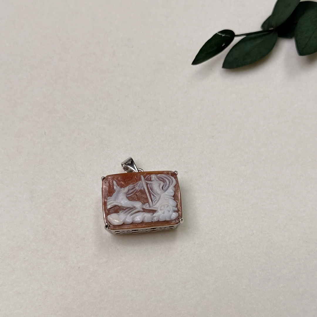 【六六中古】孤品简约贝雕吊坠ew223