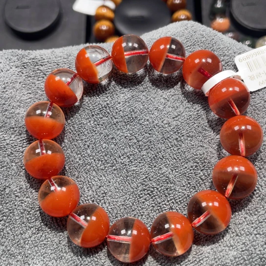 水晶未镶嵌手链红兔毛聚宝盆14.5mm左右