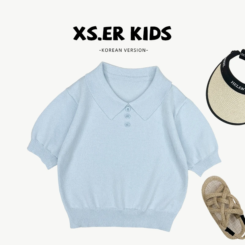 【小首尔】2025夏季男童时尚韩版简约洋气百搭翻领短袖上衣HBB7201