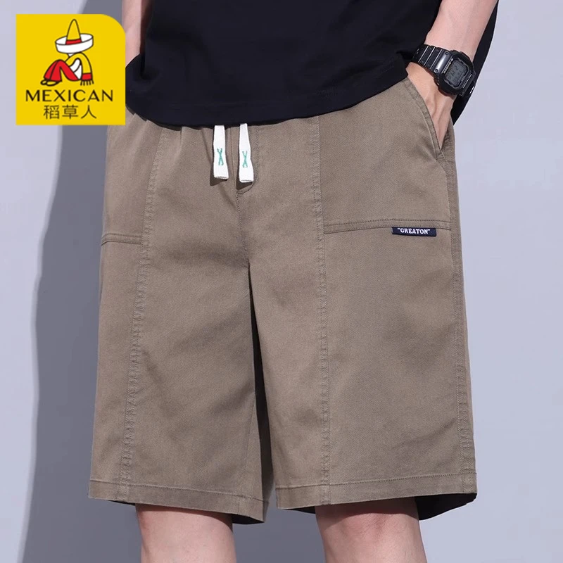 Mexican/稻草人外穿短裤男士2025夏季薄款冰丝休闲裤子宽松休闲裤