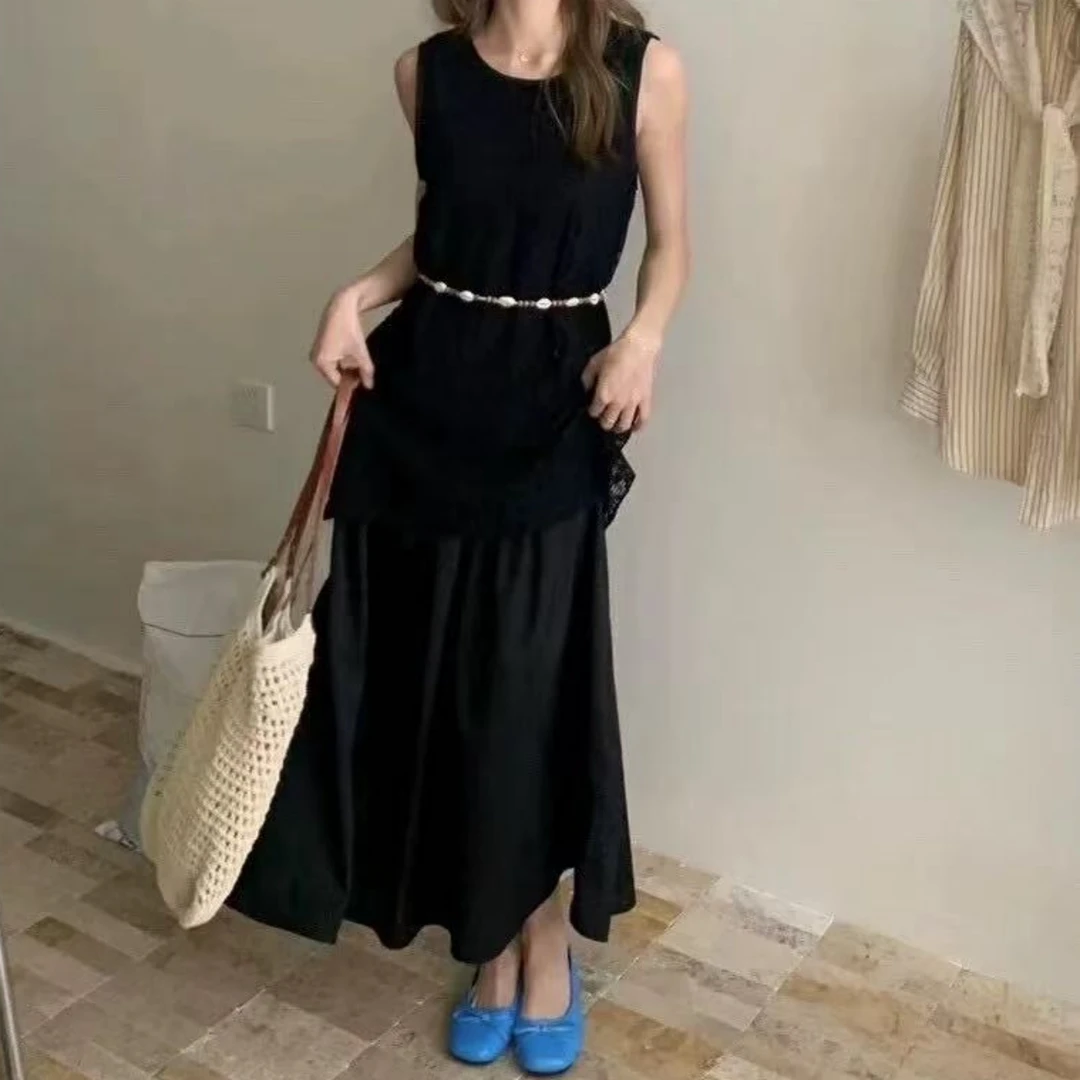 Z.X 蕾丝拼接假两件背心裙（无腰带） 25068（C8）