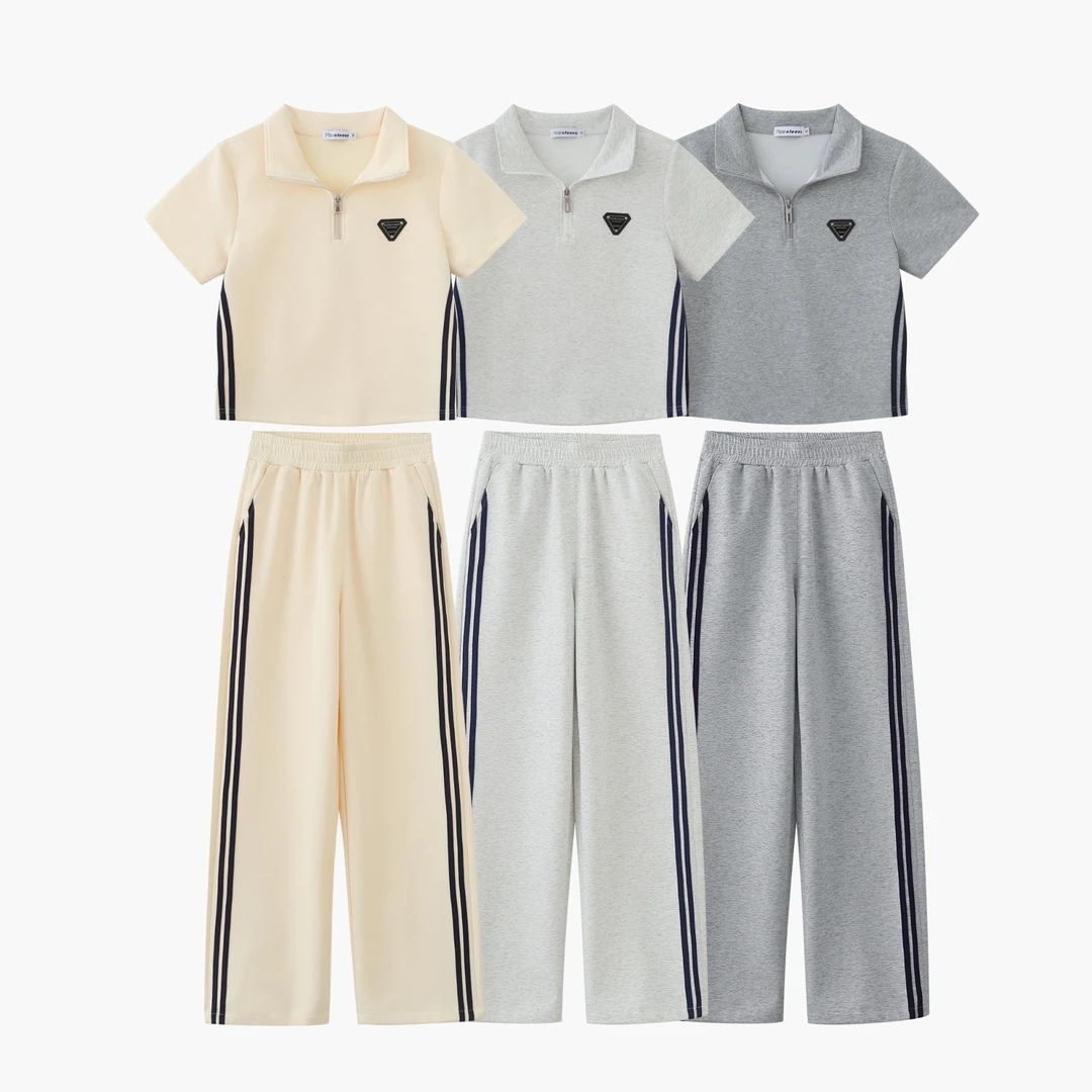 2025年夏季新款休闲运动显瘦宽松套装质减龄短袖两件套X2572