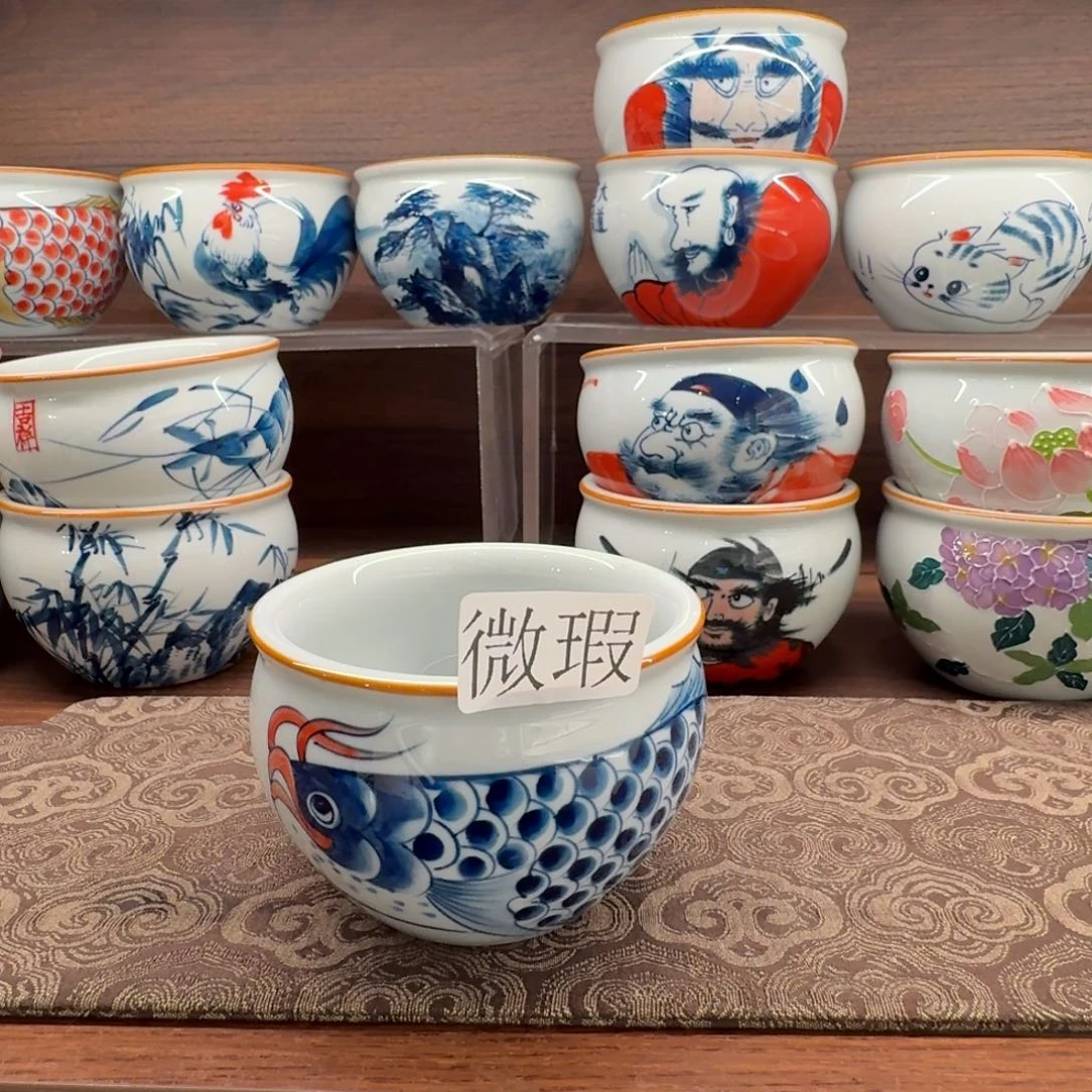 釉下手绘茶具微瑕