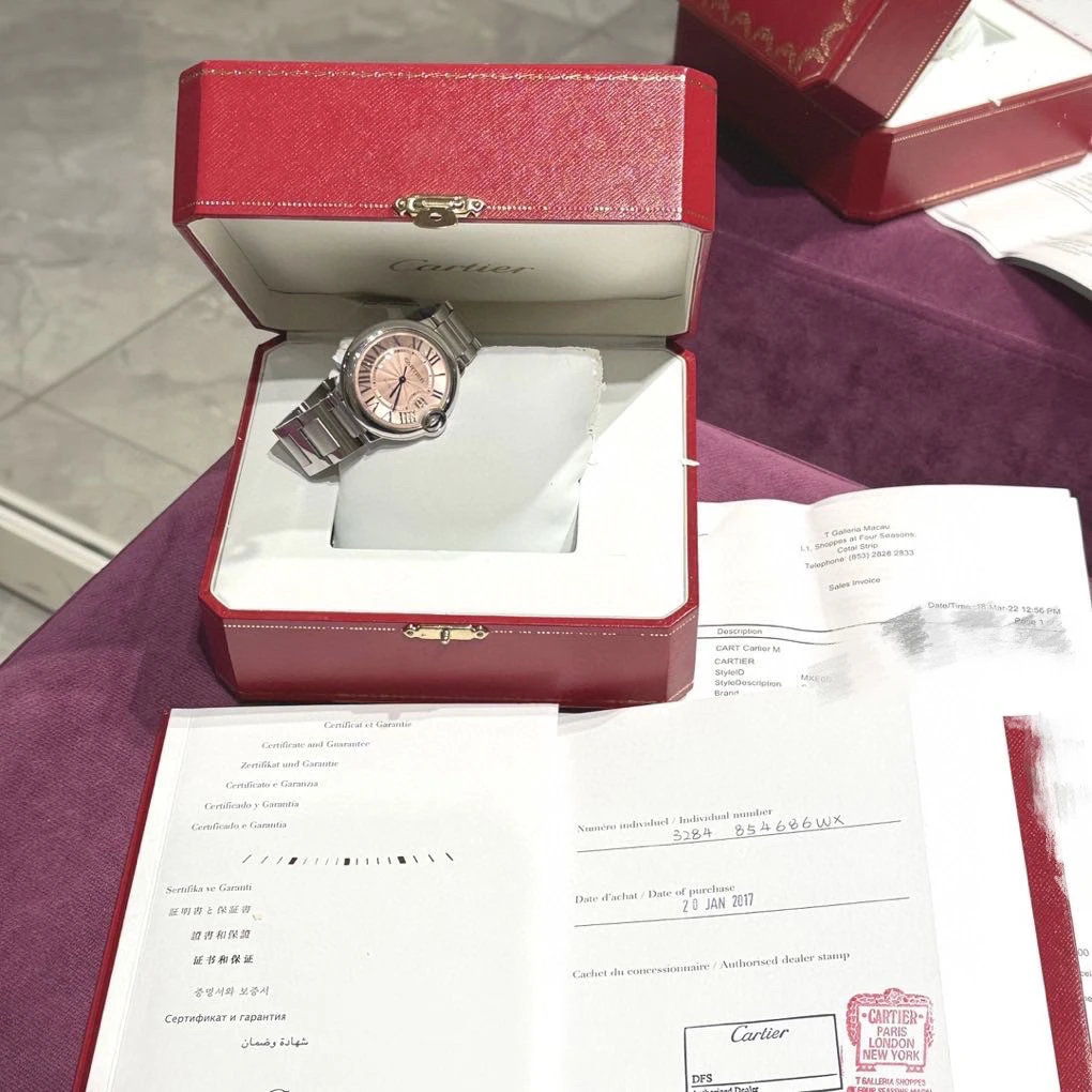 99新 Cartier/卡地亚 蓝气球自动机械女士手表 粉盘 36mm