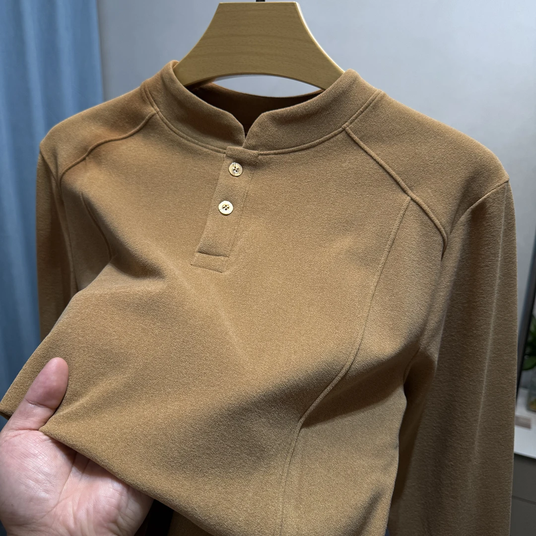 Zero Degree North轻奢双面德绒长袖T恤男秋冬磨毛内搭保暖打底衫