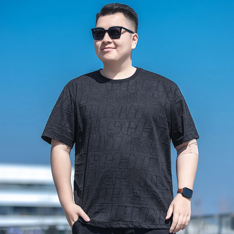 【晕染烧花】时尚休闲圆领半袖体恤男大码棉质胖子宽松夏季短袖t恤