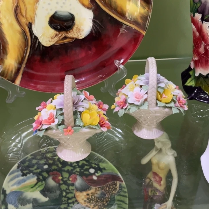 陶瓷紫*龙手提花篮两个福利款