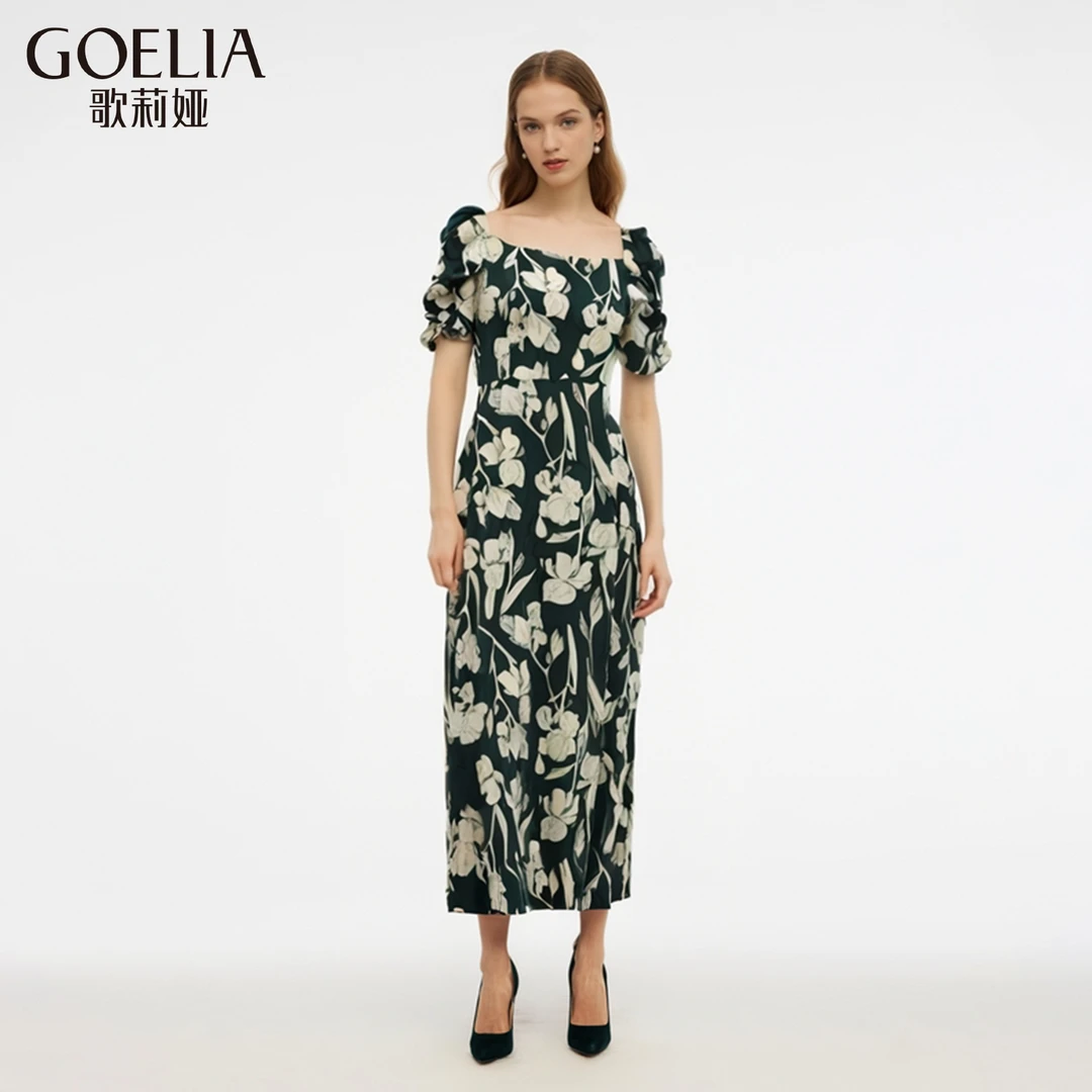 歌莉娅 夏季新品  桑蚕丝印花连衣裙 海滩度假1C5R4K35B