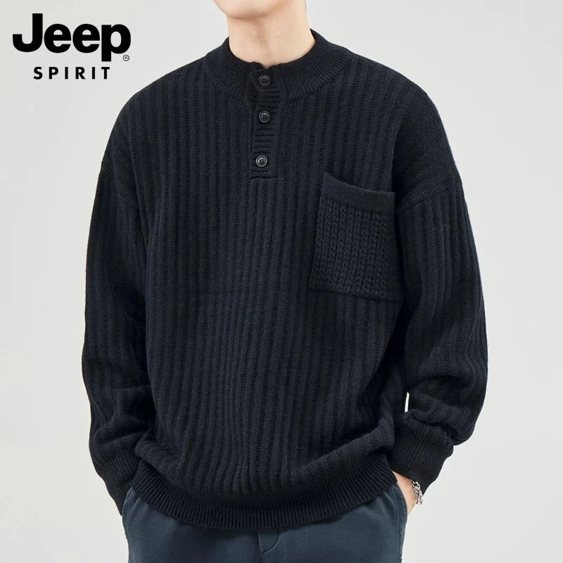 吉普JEEP SPIRIT春秋款男士毛衣美式宽松休闲上衣男款秋季针织衫