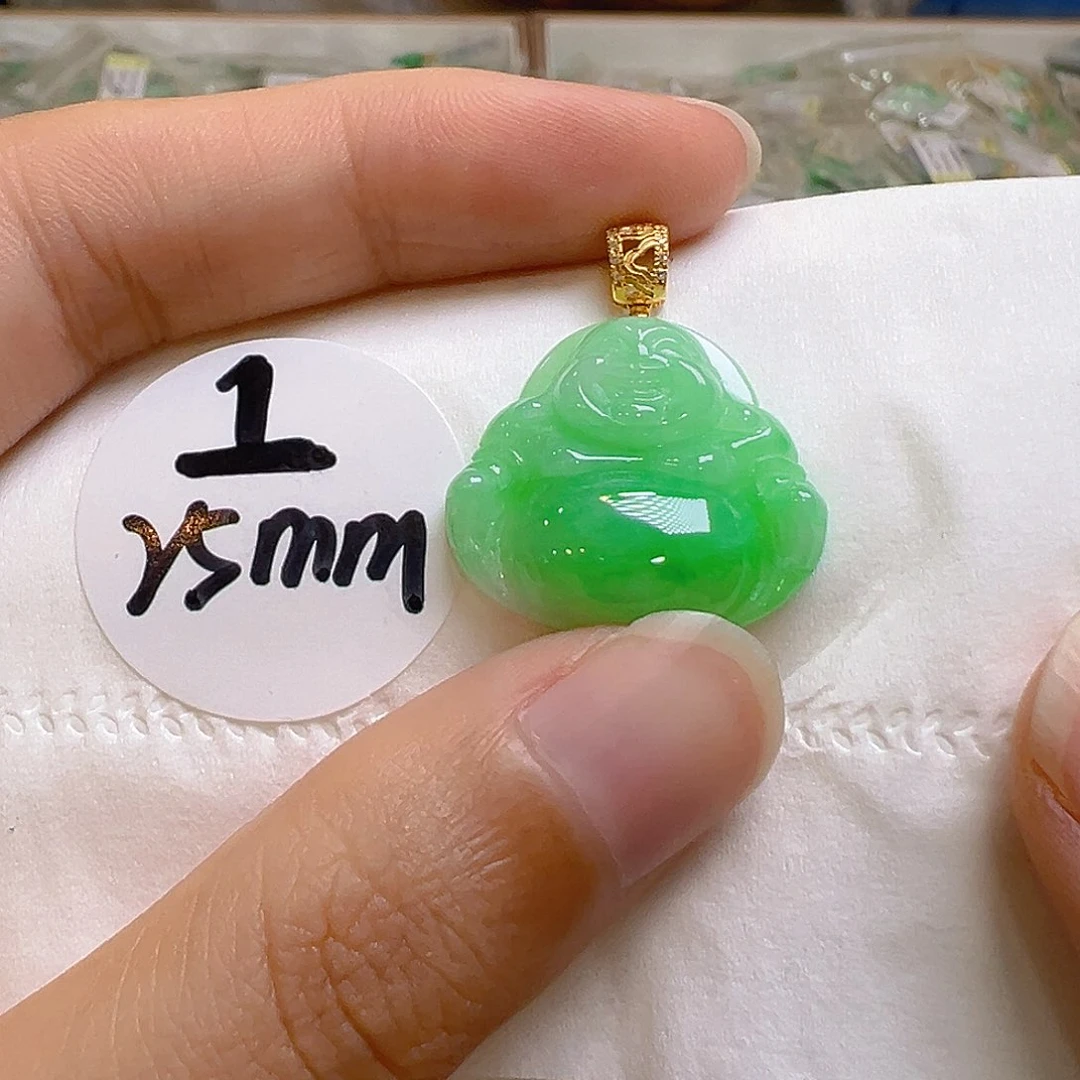 翡翠18K金镶嵌吊坠(不含链)翡翠