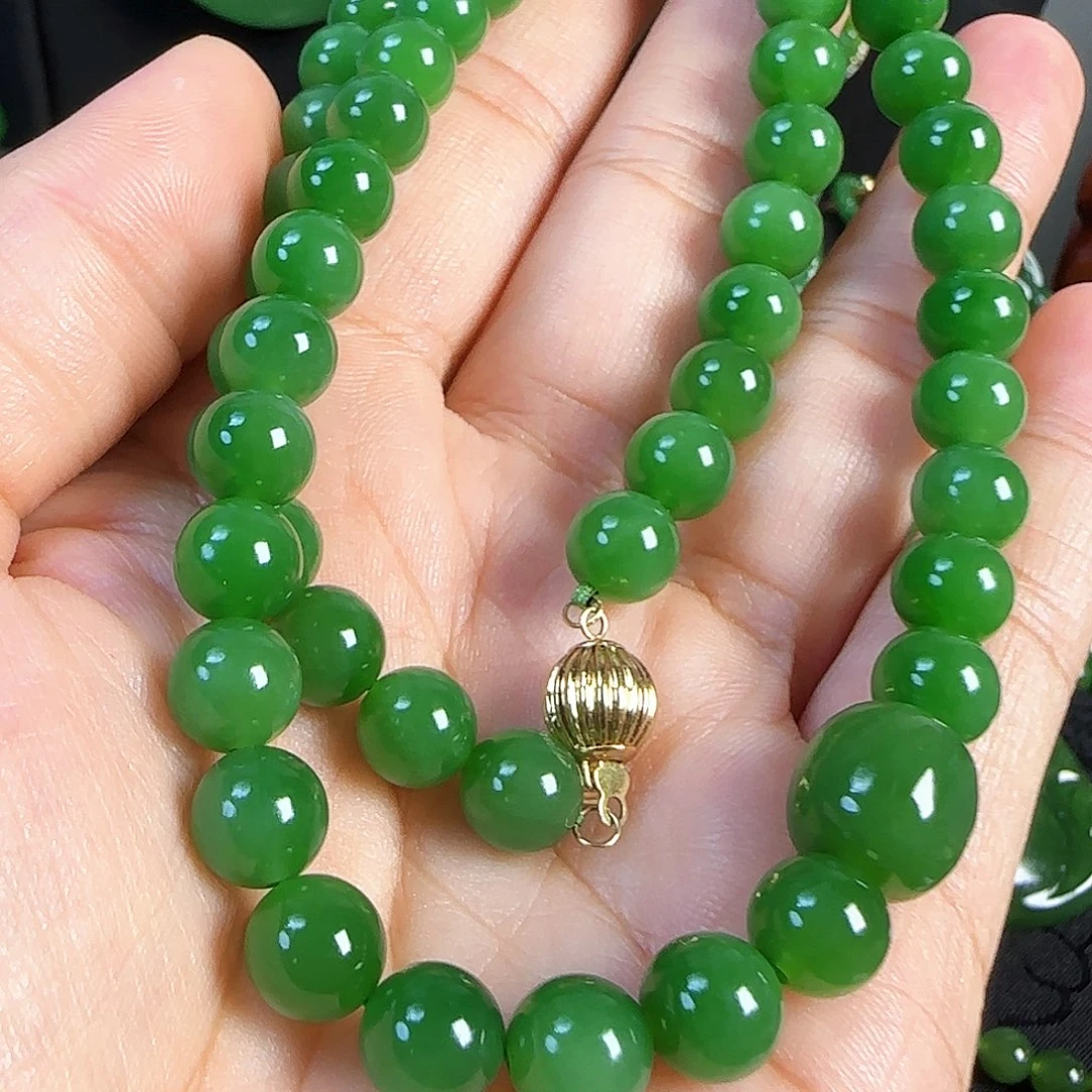 和田玉（碧玉）18K金镶嵌颈饰老料