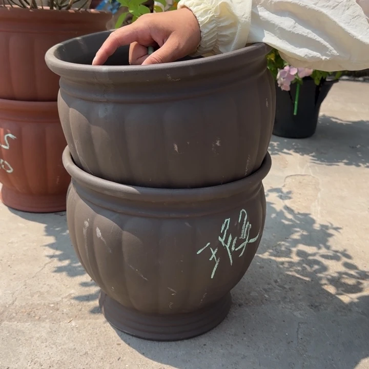 紫砂花盆口35高30宜兴紫砂瑕疵粗糙底部火裂