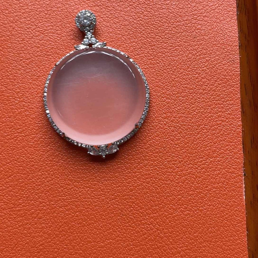 纯***石英质玉银S925镶嵌吊坠(不含链)