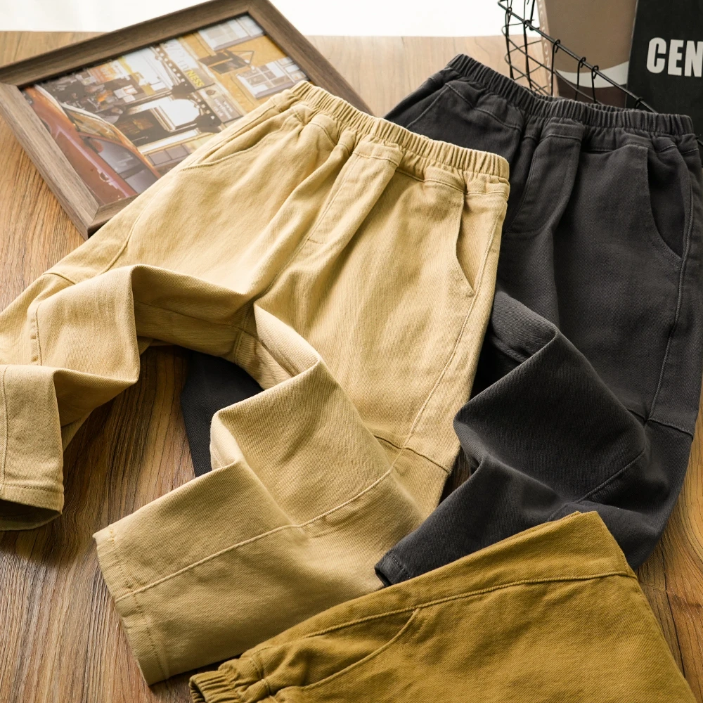 男童儿童秋季新款净版拼接休闲裤子中大童简约长裤百搭Q-1100