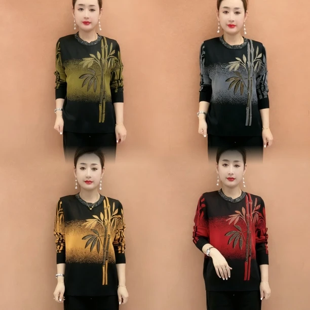 2025新款秋冬针织打底衫显瘦遮肉碎花女宽松大码上衣打底衫新款