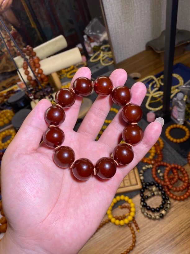 微瑕老蜡圆珠手串20规格