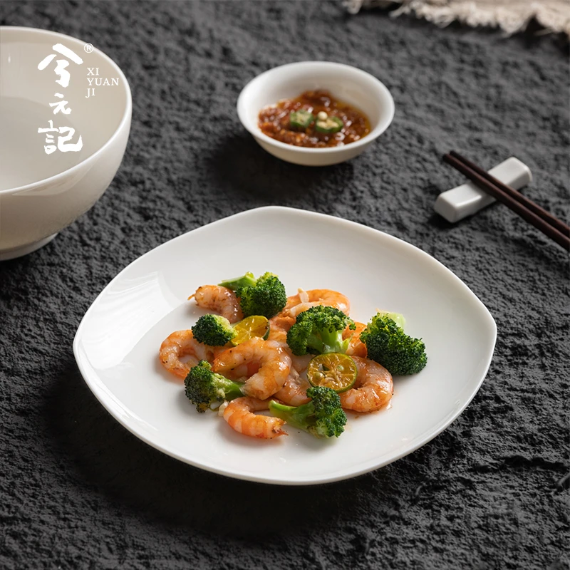 兮元记羊脂玉瓷餐盘高温白瓷高档盘子菜盘家用2025新款中式餐具