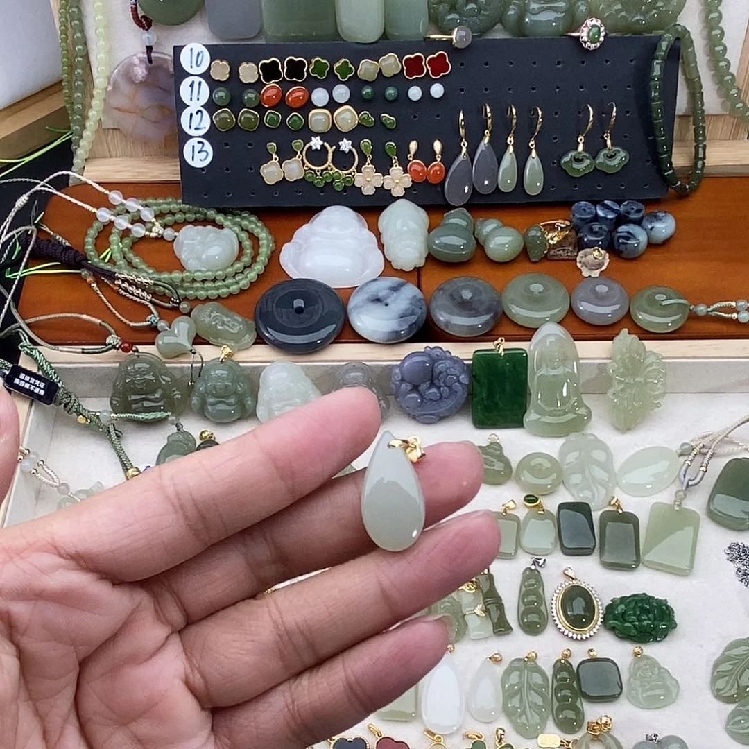 和田玉银S925镶嵌吊坠(不含链)