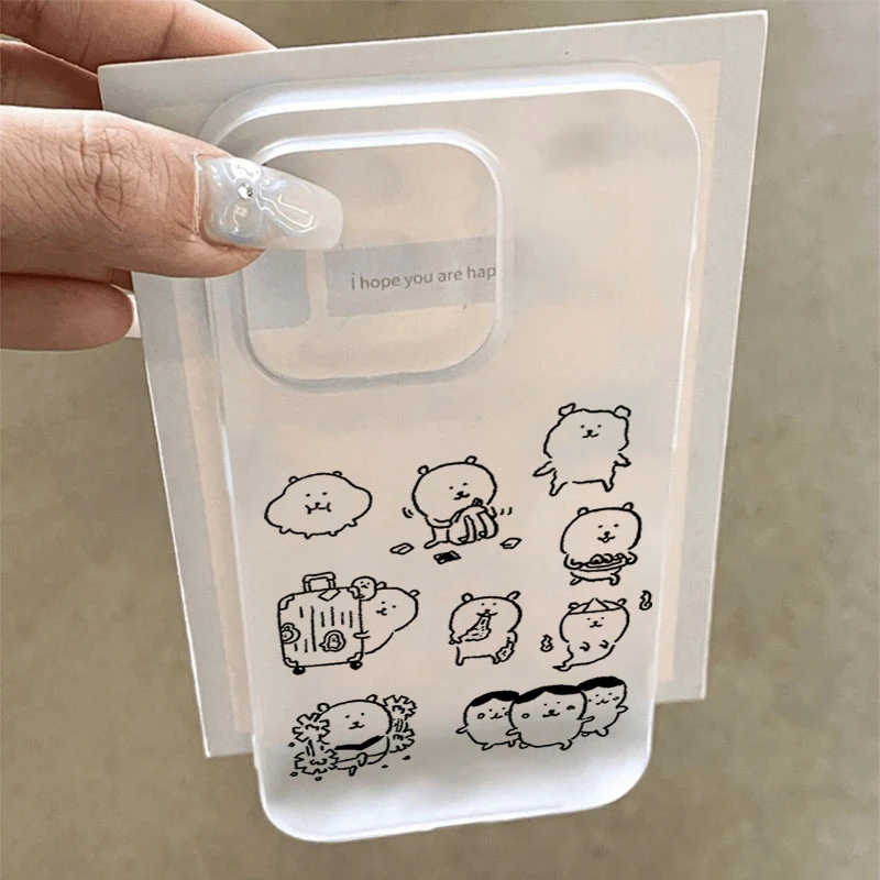 简笔自嘲熊适用iphone16promax苹果15手机壳14PLUS软13防摔12/11