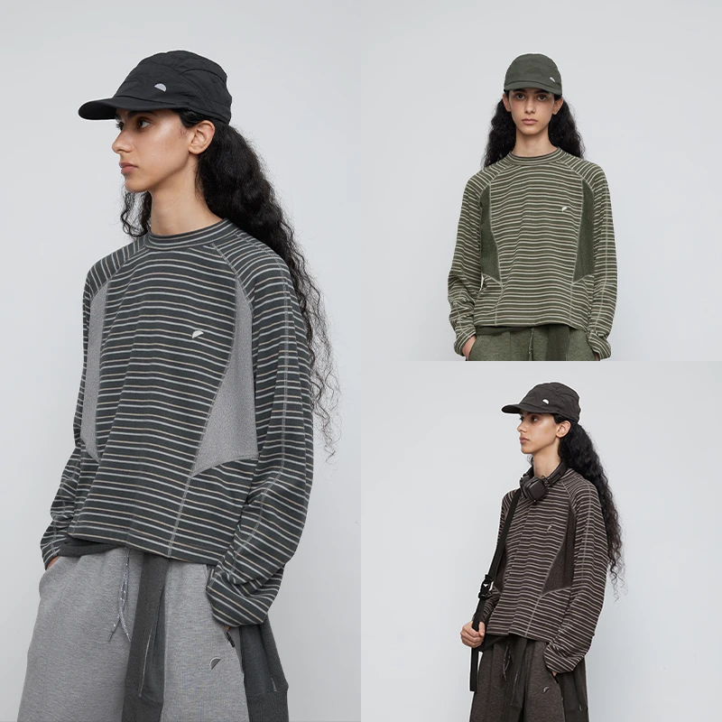 半圆石墨烯女装2025秋季运动磨毛小立领清冷系衣服T恤女Q5137803