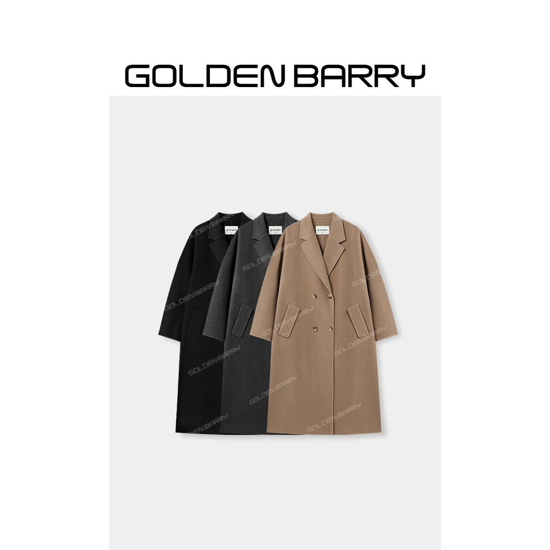 GOLDENBARRY“冬日邂逅”经典百搭澳毛双面呢大衣142099