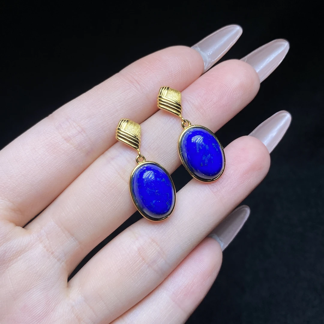 【小北好物】S925银青金石耳钉约9*13mm【多样性发一件】2QL01X1460