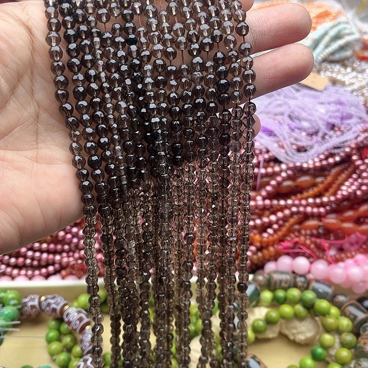 玛瑙/玉髓珠宝半成品未镶嵌一条5mm左右茶晶刻面