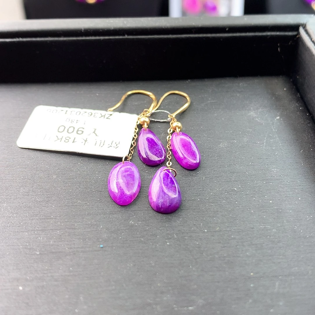 苏纪石（舒俱来）耳饰18K金镶嵌