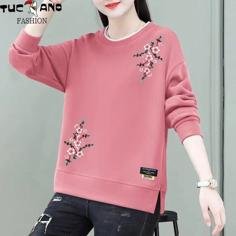 啄木鸟卫衣女秋冬季新款中年妈妈圆领减龄连帽洋气长袖上衣外套