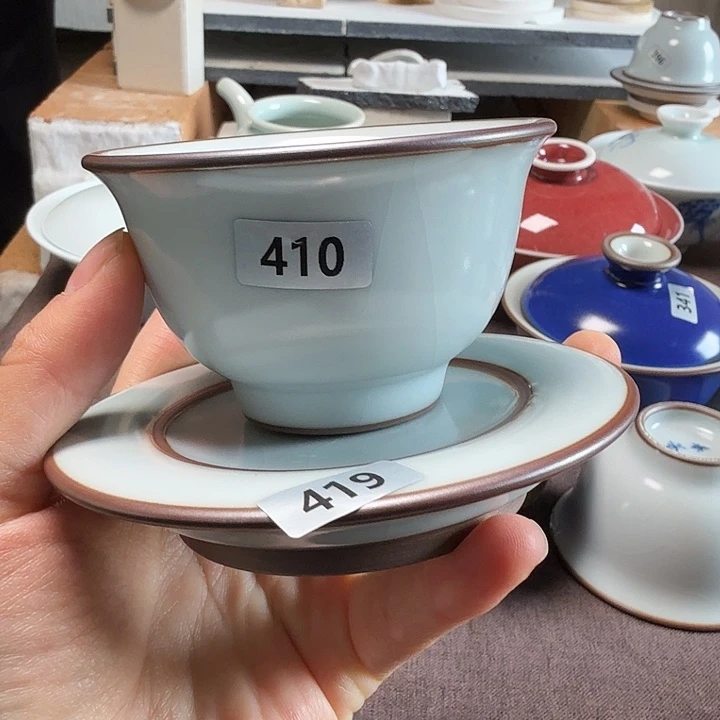 天青汝窑杯子加杯垫全品