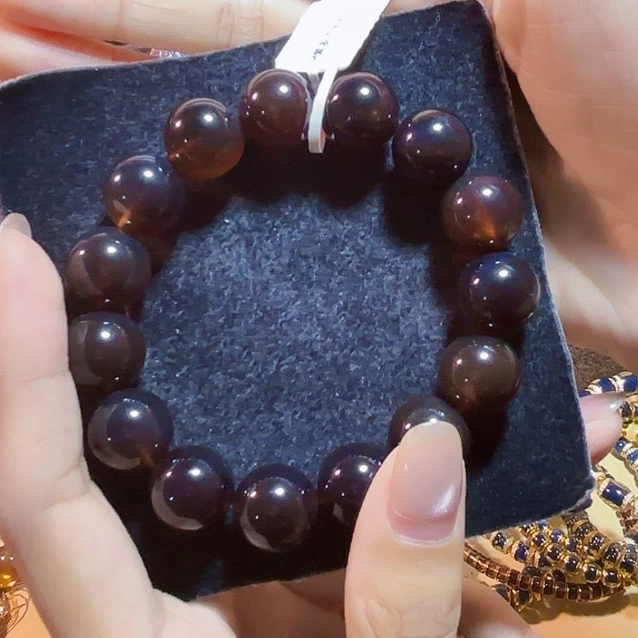 琥珀未镶嵌珠宝奇石紫罗兰手串13