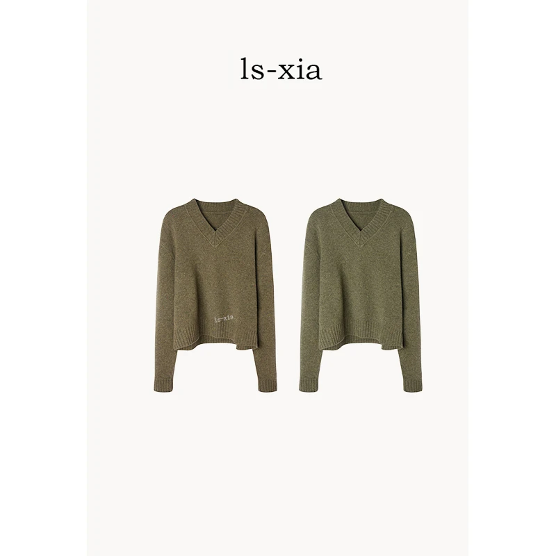 【稻香】绵羊毛·简约风时尚百搭圆V领羊毛衫