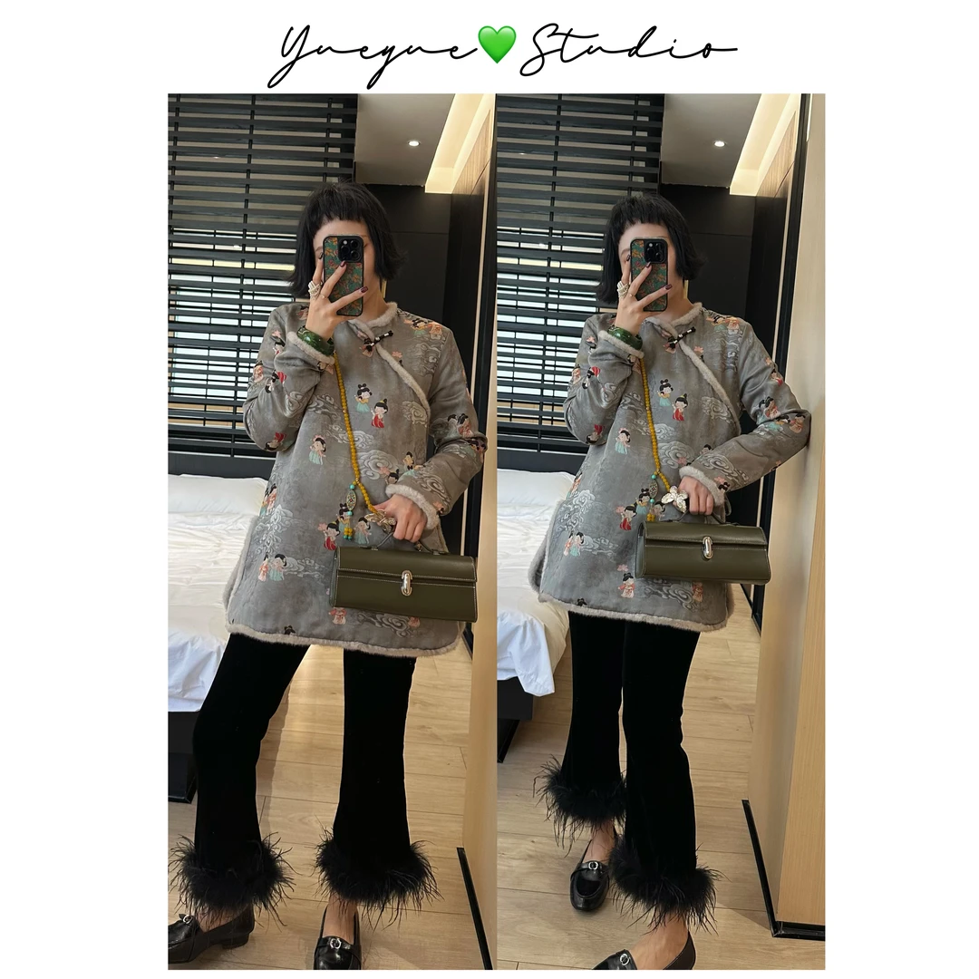BAISHIQI【小唐人】NEW新中式仕女图加厚棉服A011