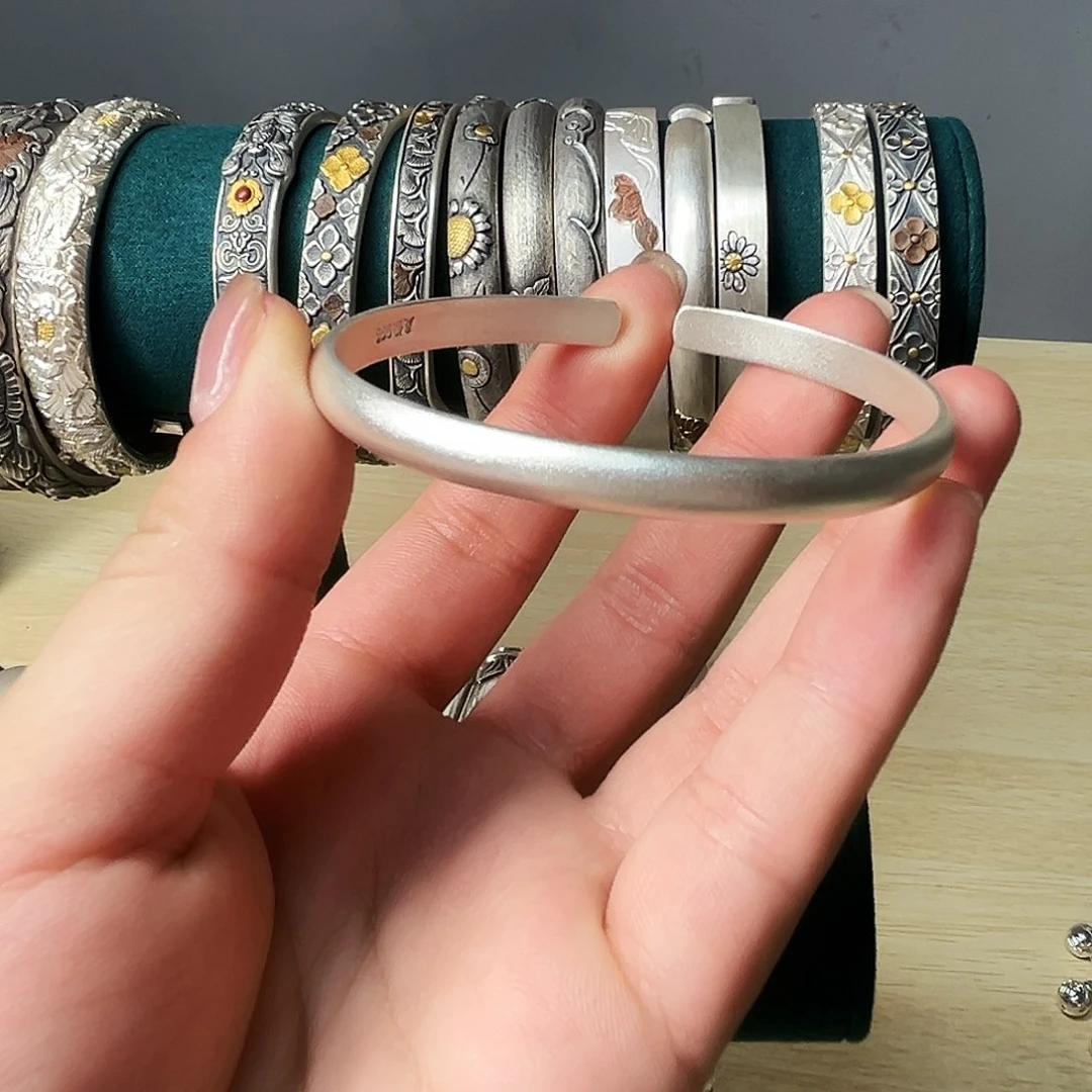 木质非金属足银手镯 21.2克