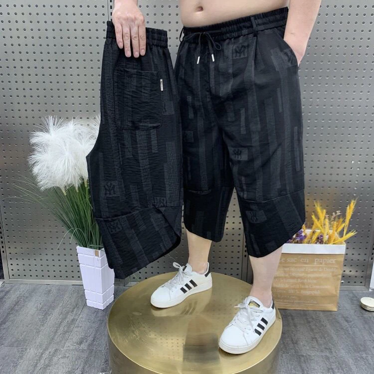 七分裤薄款格子夏季简约风短裤百搭宽松裤子大码
