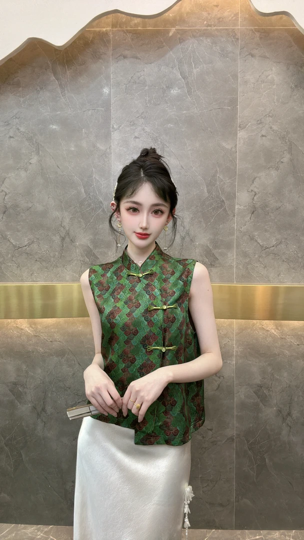 3782新国潮提花斜门禁夏季马甲