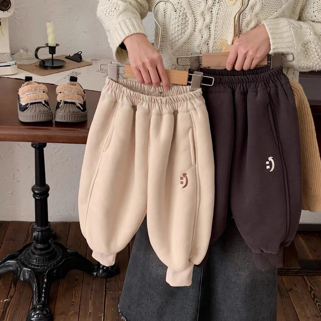 2464秋冬男女童时尚潮流百搭洋气加厚绒卫裤