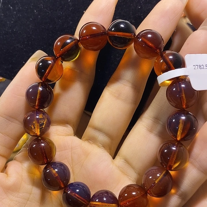 蓝珀未镶嵌珠宝奇石墨西哥红蓝手串12