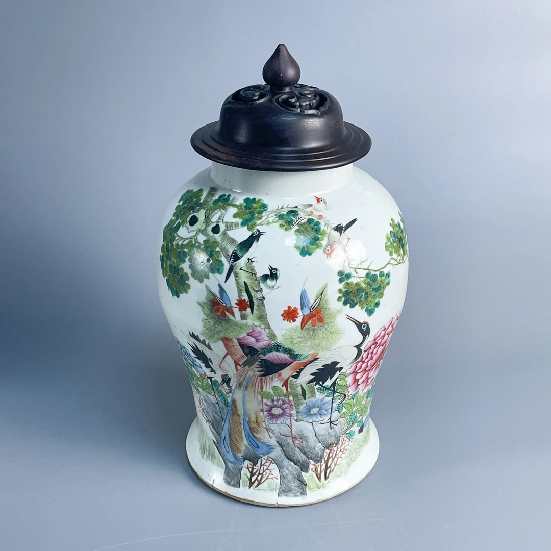 M25KZ008878 - 民国浅降彩五伦图诗文将军罐