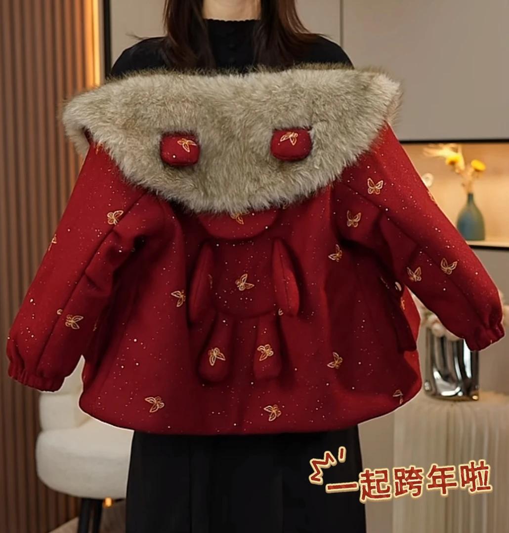 女童外套冬装2025新款中大儿童加绒加厚上衣